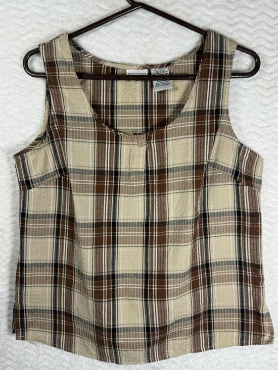 Tops - Brown Plaid Flannel Shirt